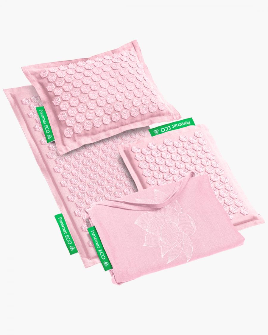Zestaw Pranamat ECO (Mata + Poduszka + Mini + Torba XL) Pudrowy Róż